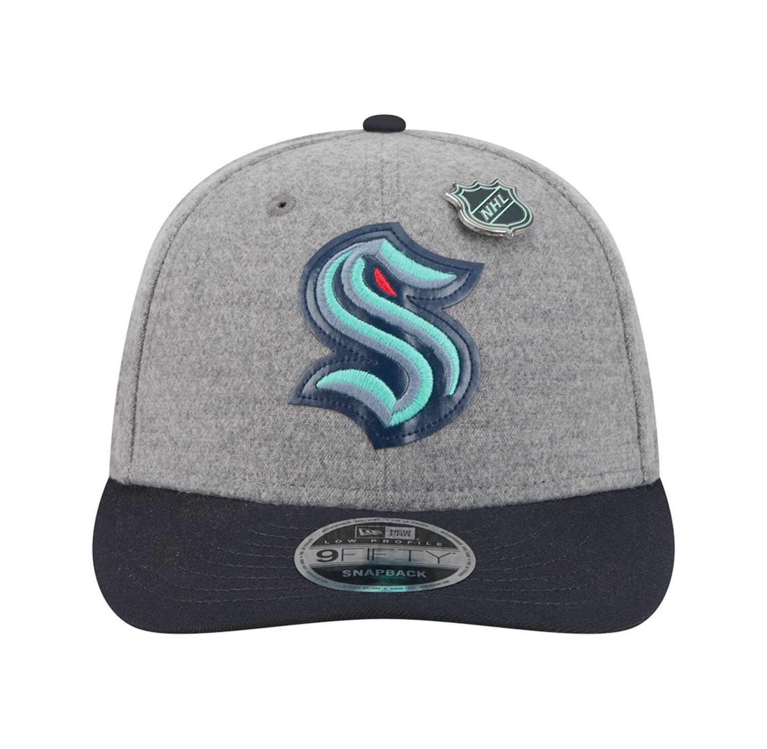 Men's Gray/Deep Sea Blue Seattle Kraken Wool Pin Low Profile 9FIFTY Snapback Hat