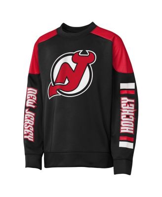 Big Boys and Girls Jack Hughes Black New Jersey Devils Best Defense Name Number Crewneck Sweatshirt