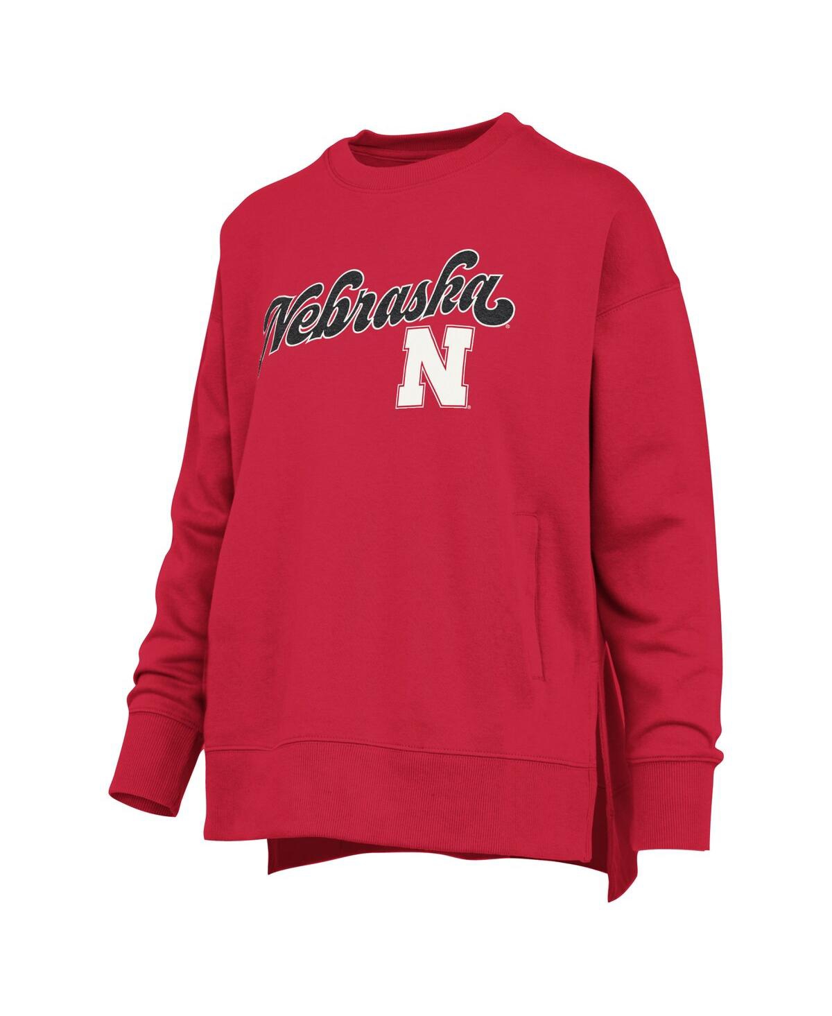 Pressbox Scarlet Nebraska Huskers Bonanza Chenille Harper Script Sweatshirt In Red