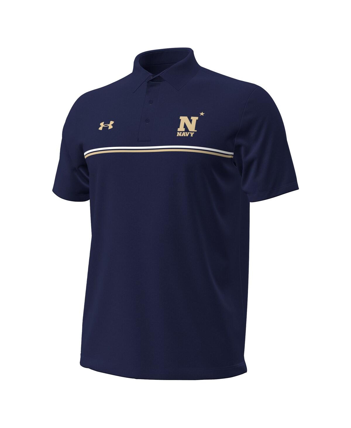 Under Armour Men's Navy Midshipmen Performance Drive Chest Stripe Polo Shirt In Blue