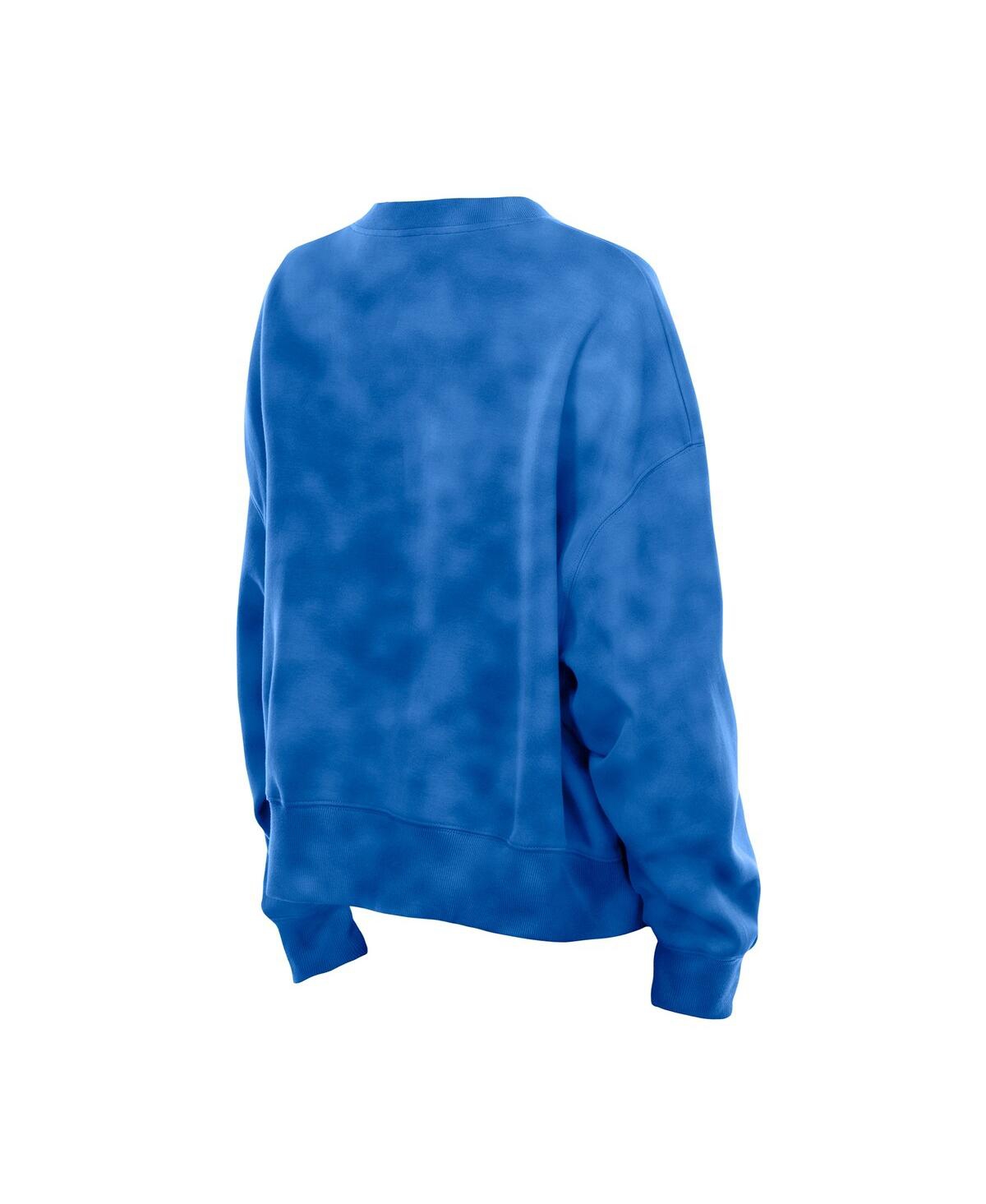 New Era Women's Royal Golden State Warriors Boxy Throwback Mineral Wash Sweatshirt In Blue