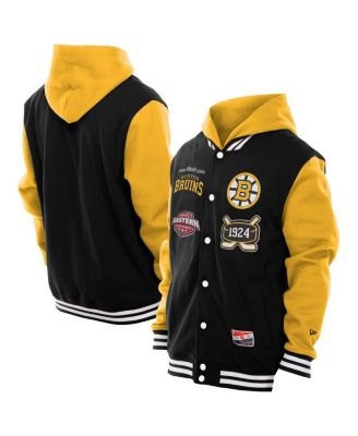 New Era - Men's Black/Gold Boston Bruins Full-Snap Fleece Hoodie Jacket