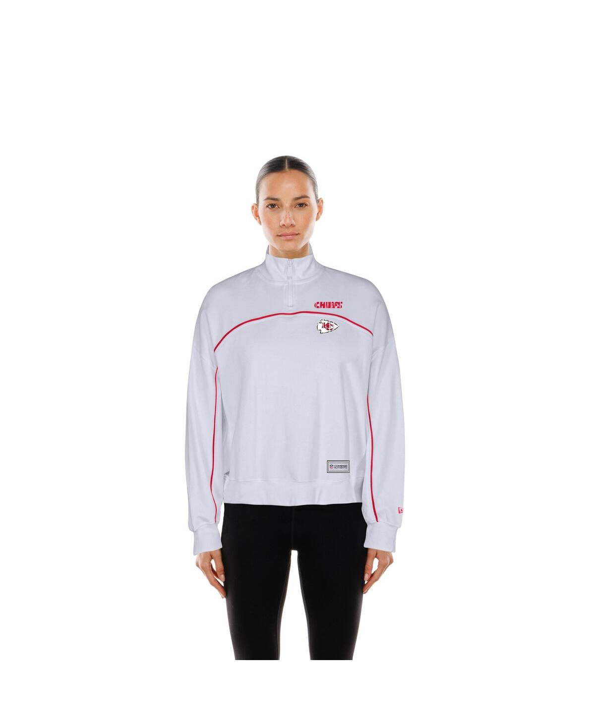 New Era Women's White Kansas City Chiefs Functional Fandom Quarter-zip Sweatshirt In White