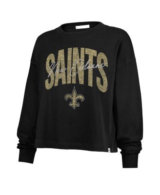 Women's Black New Orleans Saints Muse Sydney Long Sleeve Cropped T-Shirt