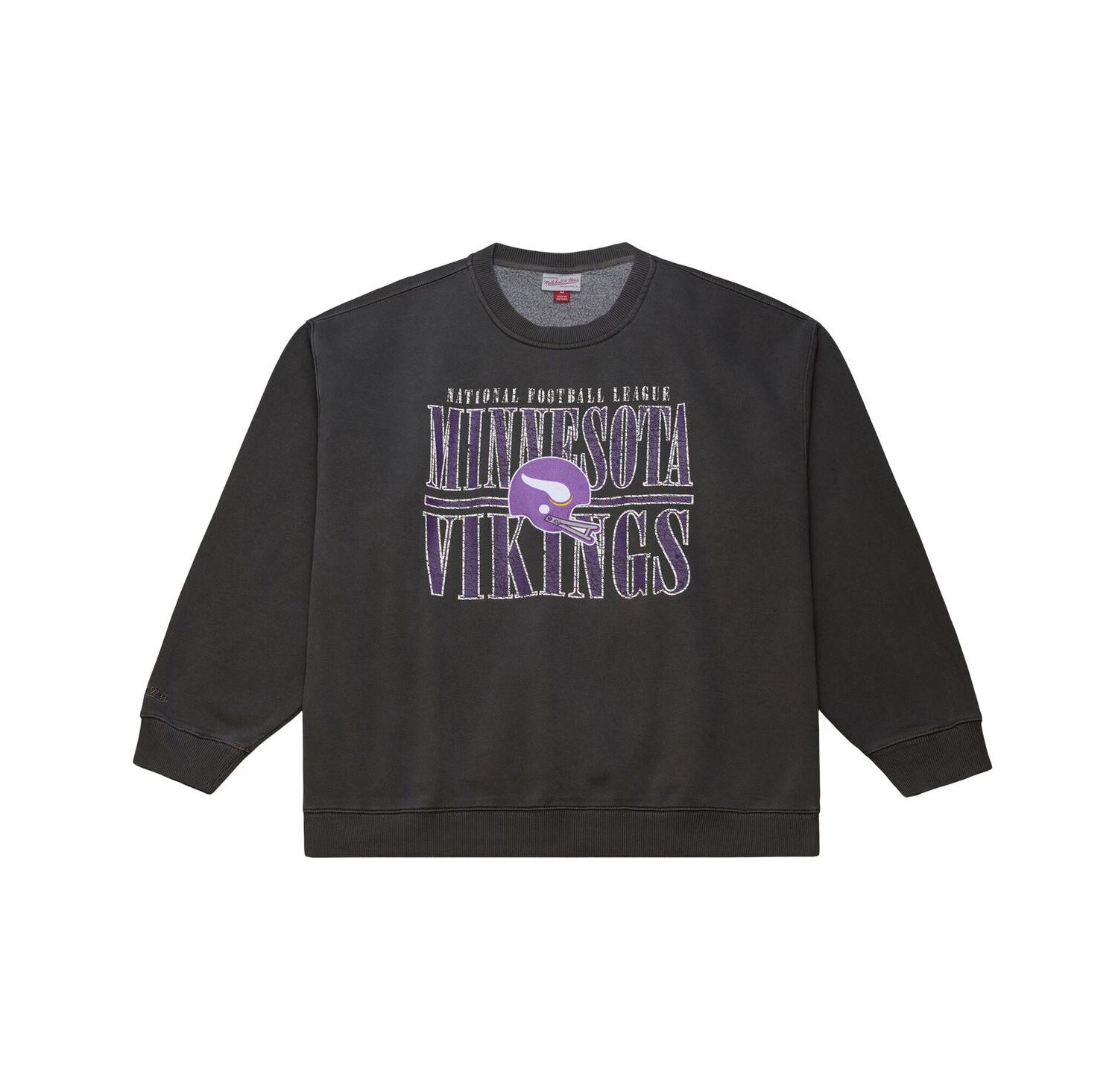 Men's Black Minnesota Vikings Downtown Crew Vintage Logo Sweatshirt