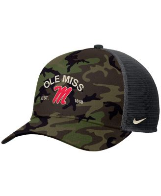 Men's Camo Ole Miss Rebels 2025 Military Appreciation Rise Adjustable Trucker Hat
