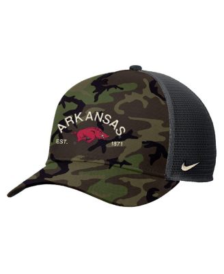 Men's Camo Arkansas Razorbacks 2025 Military Appreciation Rise Adjustable Trucker Hat