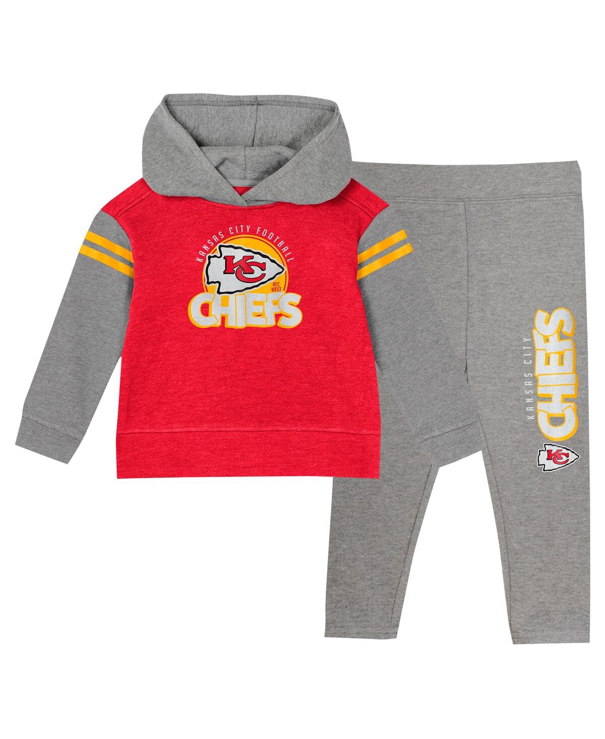 Outerstuff Babies' Toddler 2-piece Kansas City Chiefs Club House Long Sleeve Hoodie Top And Leggings Set In Red