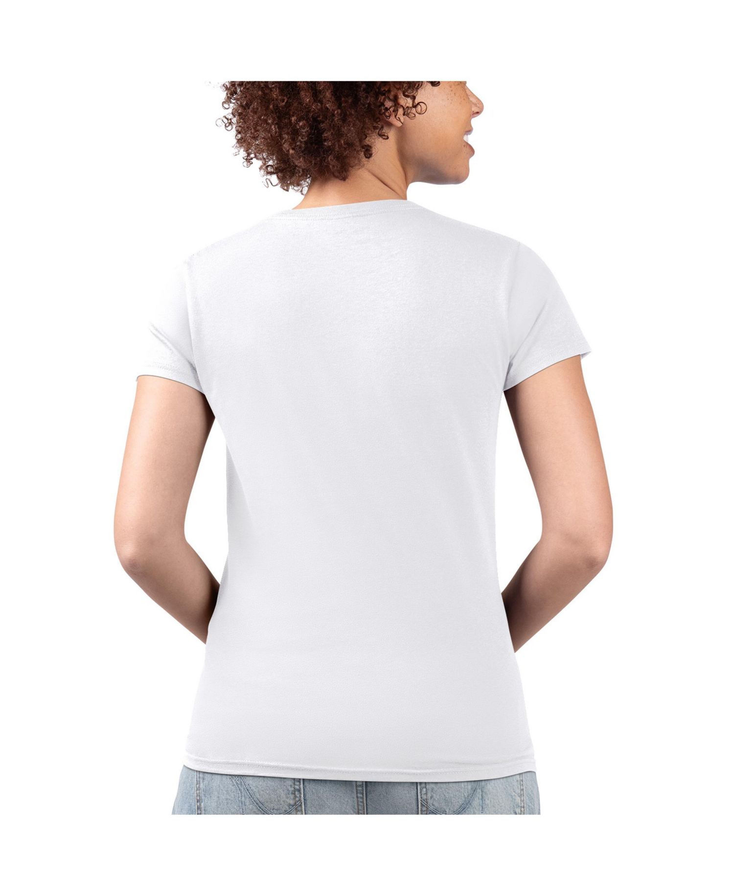 Women's White Los Angeles Dodgers Super-Slim Fit Lightweight City Graphic V-Neck T-Shirt