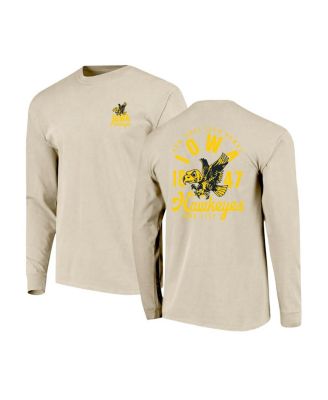 Men's Natural Iowa Hawkeyes Comfort Colors Mascot Overlay Long Sleeve T-Shirt