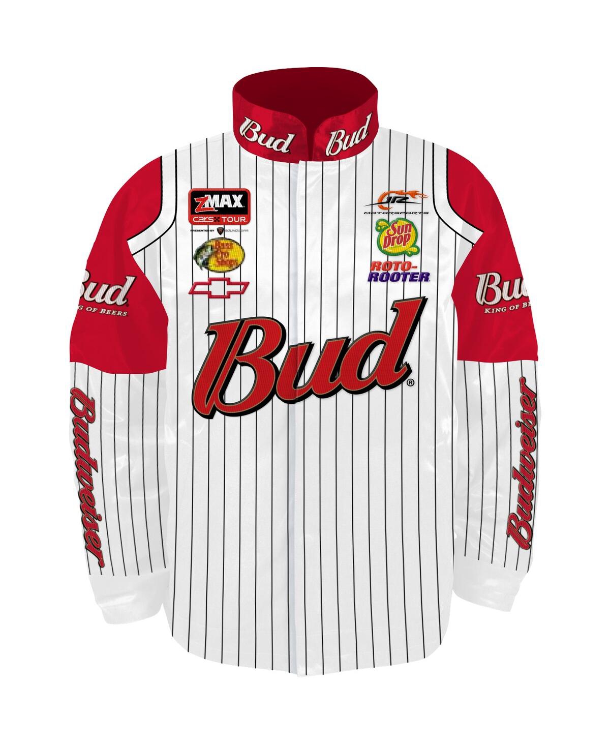 Jr Motorsports Official Team Apparel Men's White/red Dale Earnhardt Jr. Budweiser Uniform Full-snap Jacket In Multi