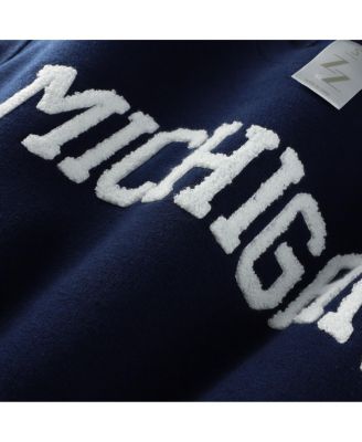 Women's Navy Michigan Wolverines Chenille Cropped Sweatshirt