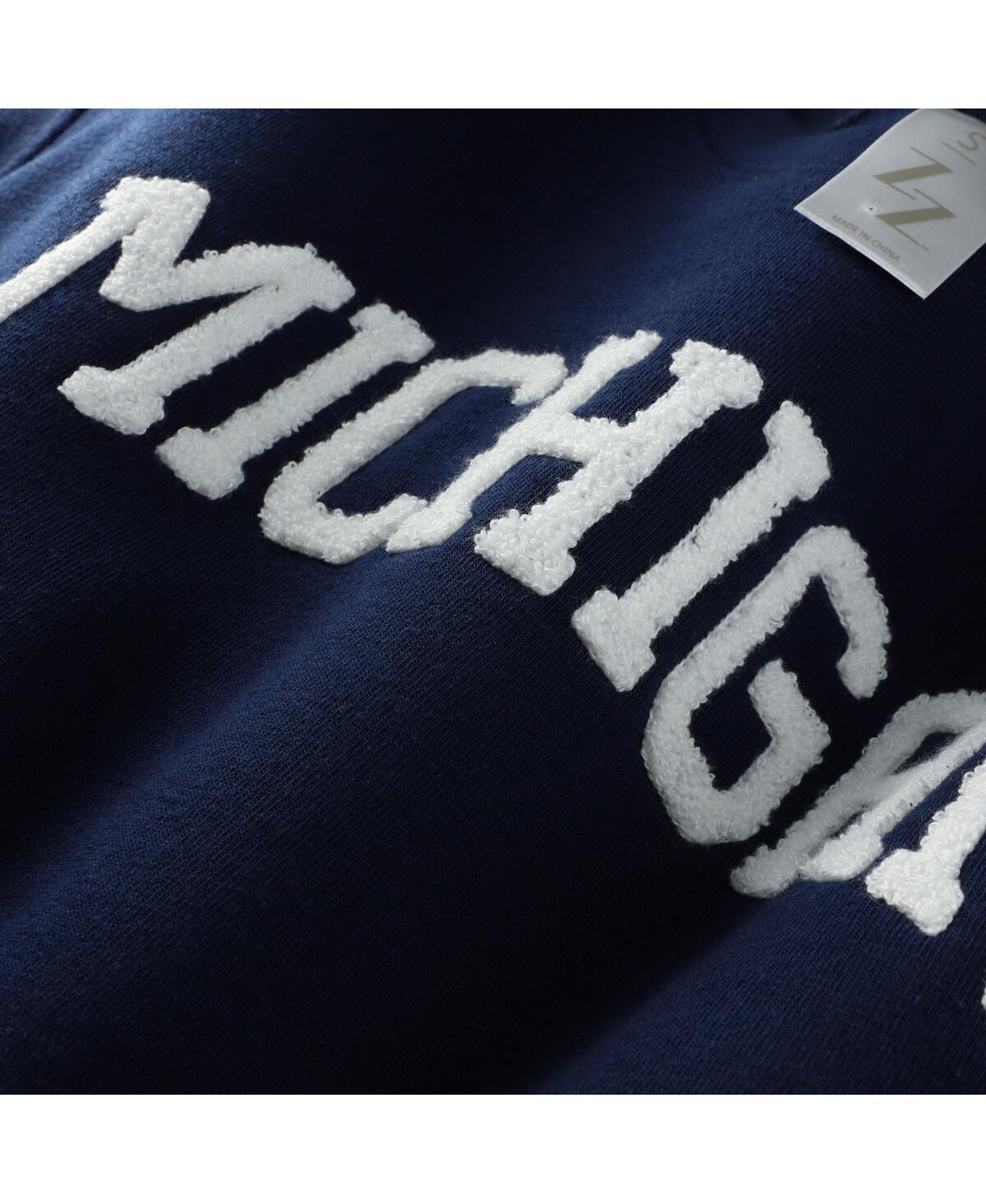 Zoozatz Women's Navy Michigan Wolverines Chenille Cropped Sweatshirt In Blue