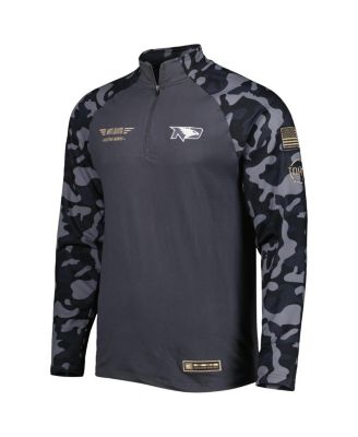 Men's Charcoal North Dakota College Wildcats OHT Military Appreciation Long Range Raglan Quarter-Zip Sweatshirt