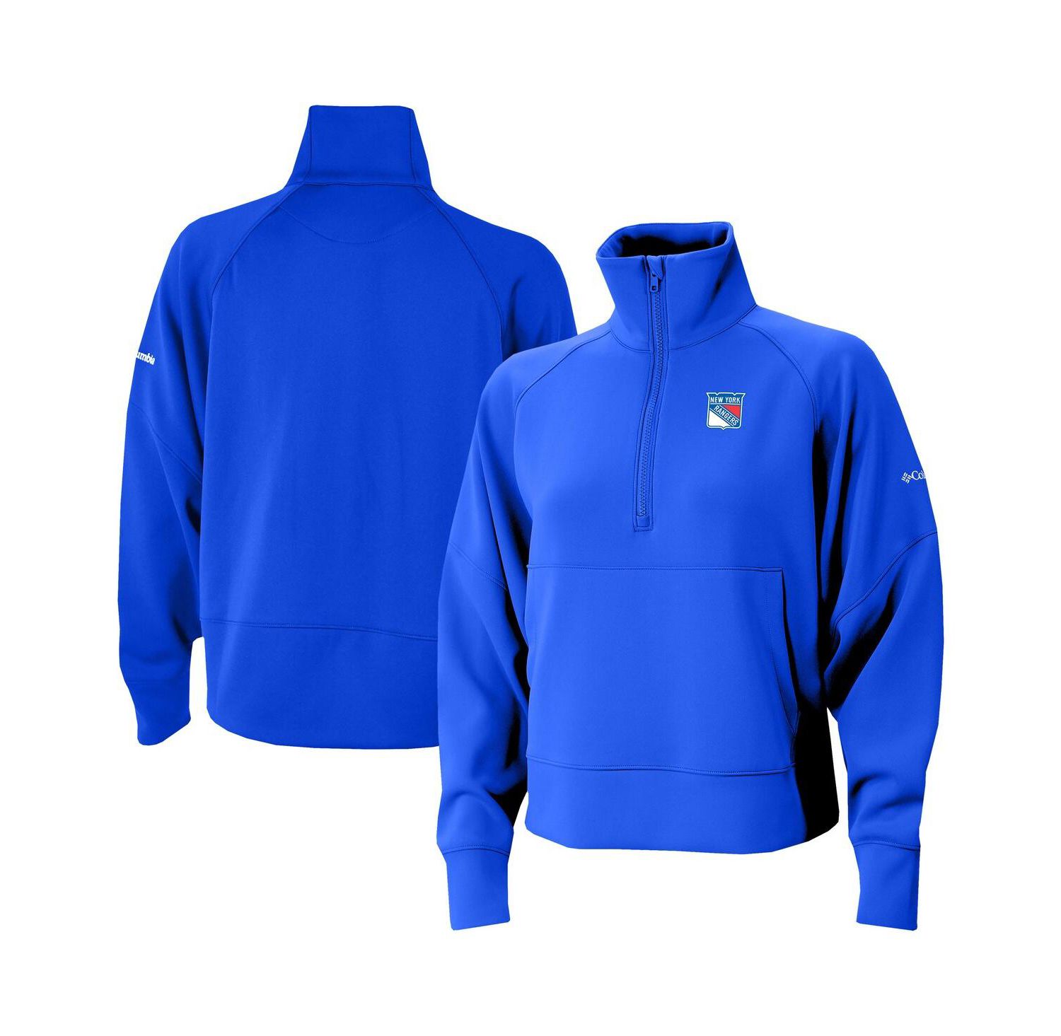 Women's Blue New York Rangers Wickhams Hills Raglan Omni-Wick Half-Zip Pullover Sweatshirt