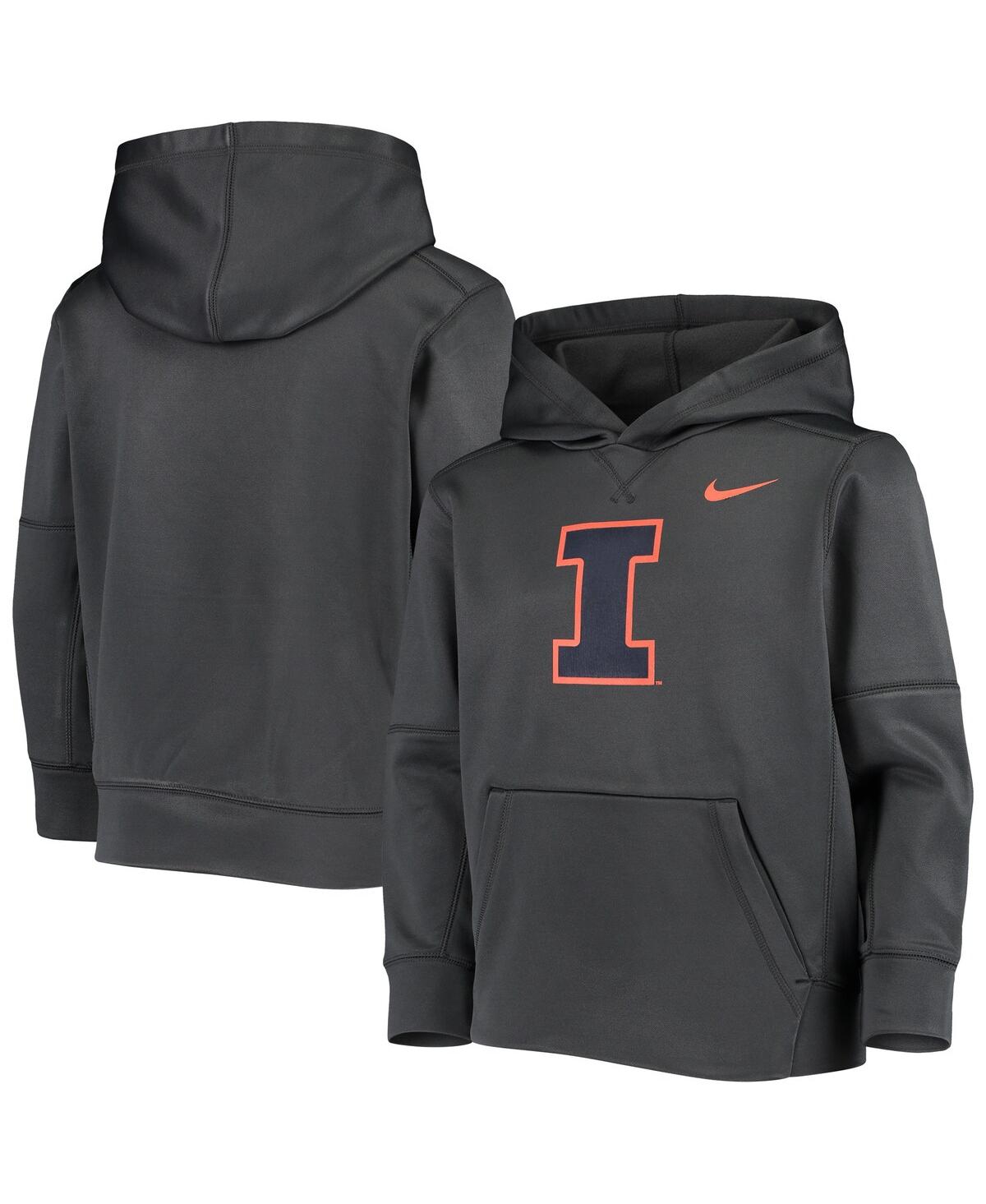 Nike Big Boys and Girls Anthracite Illinois Fighting Illini Ko Performance Pullover Hoodie