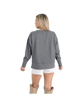 Women's Gray New England Patriots French Terry V-Neck Pullover Sweatshirt