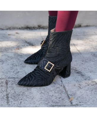 Women's Black Hairy Zebra Grace Customizable Ankle Boot