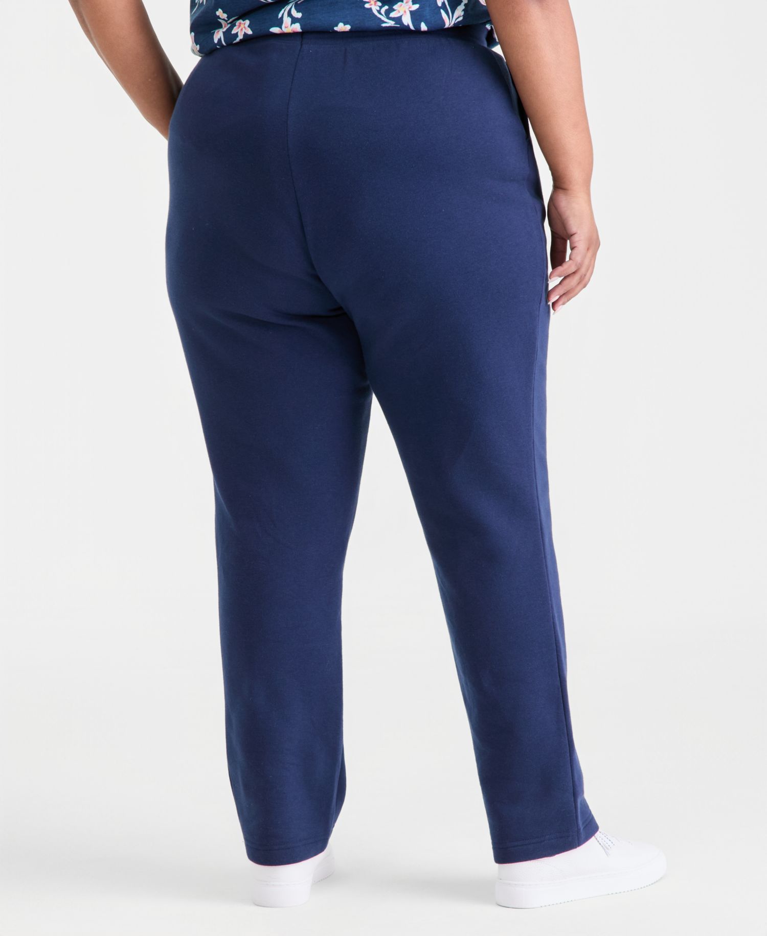Women's Plus Size Mid Rise Drawstring-Waist Fleece Pant