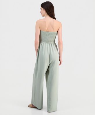 Juniors' Smocked Strapless Jumpsuit