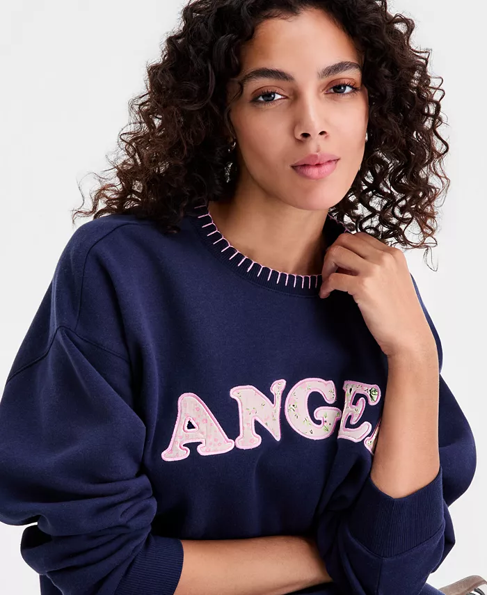 Juniors' Whipstitched Crewneck Sweatshirt - thumbnail 3