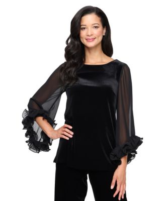 Alex Evenings - Women's Boat Neck Stretch Top