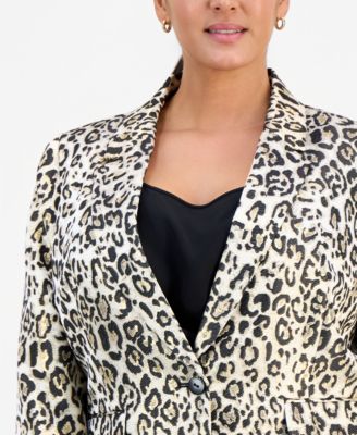 Plus Size Leopard-Print Blazer