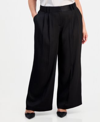 Plus Size Crinkle-Satin Pants