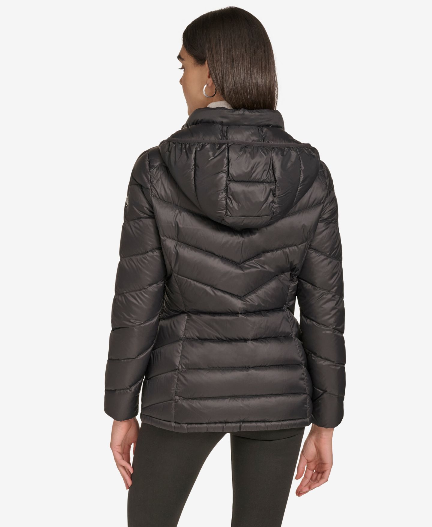 Женская куртка Calvin Klein Short Faux Fur Collar Puffer, цвет: Чёрный — фото 5