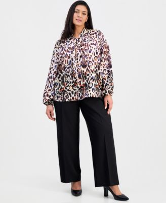 Plus Size Tie-Neck Top