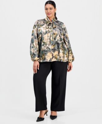 Plus Size Scarf-Neck Top