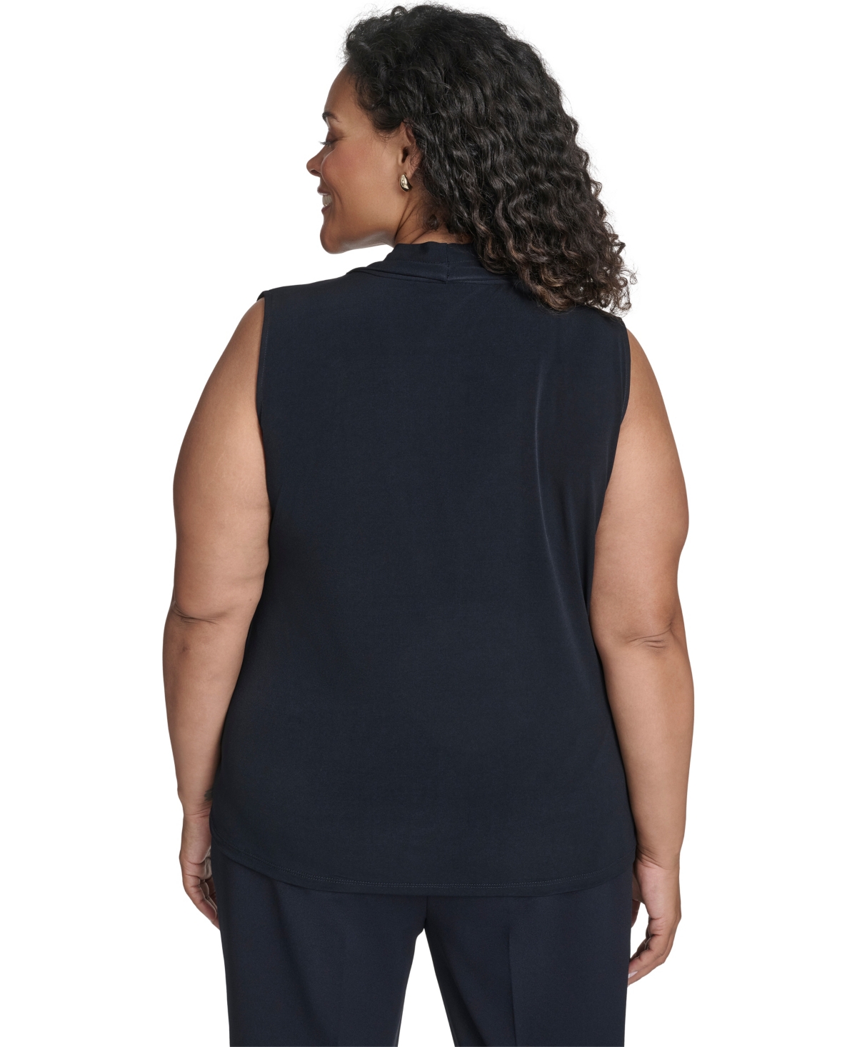 Calvin Klein Plus Size Solid Sleeveless V-neck Camisole Top In Blue
