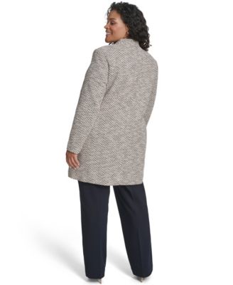 Women's Plus Size Collarless Shoulder Padded Jacket