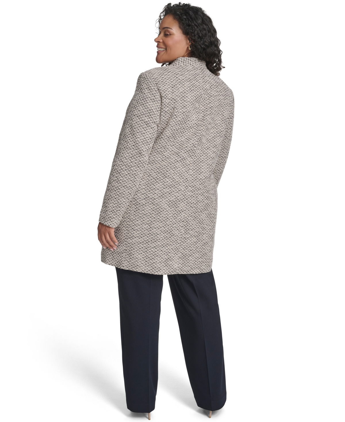 Calvin Klein Plus Size Collarless Shoulder Padded Jacket In Gold