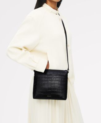 Pockets Faux Croc Small Zip Top Crossbody Bag