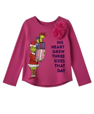 Girls' 2T-6X Grinch Long-Sleeve Top and Mesh Skirt, 2-Piece Set