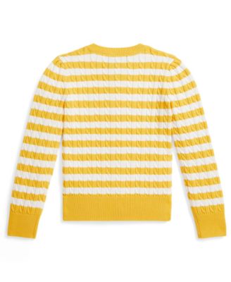 Girls' 2T-6X Striped Mini-Cable Cardigan