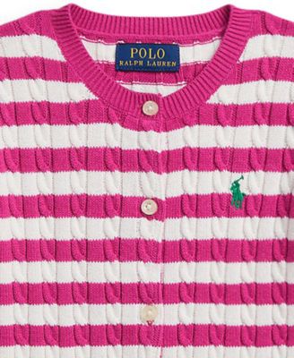 Girls' 2T-6X Striped Mini-Cable Cardigan