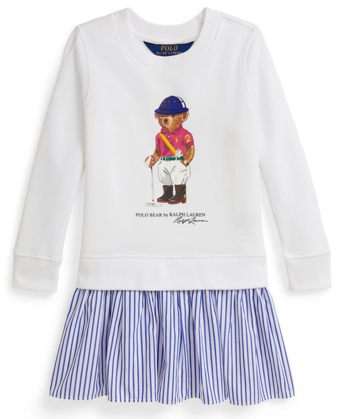 Polo Ralph Lauren Girls' 2T-6X Polo Bear Striped Skirt Dress