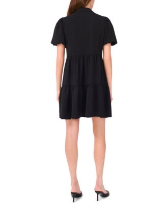 Women's Puff-Sleeve Fit & Flare Shirtdress