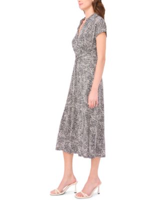 Women's Wide Tie Collared Midi Dress