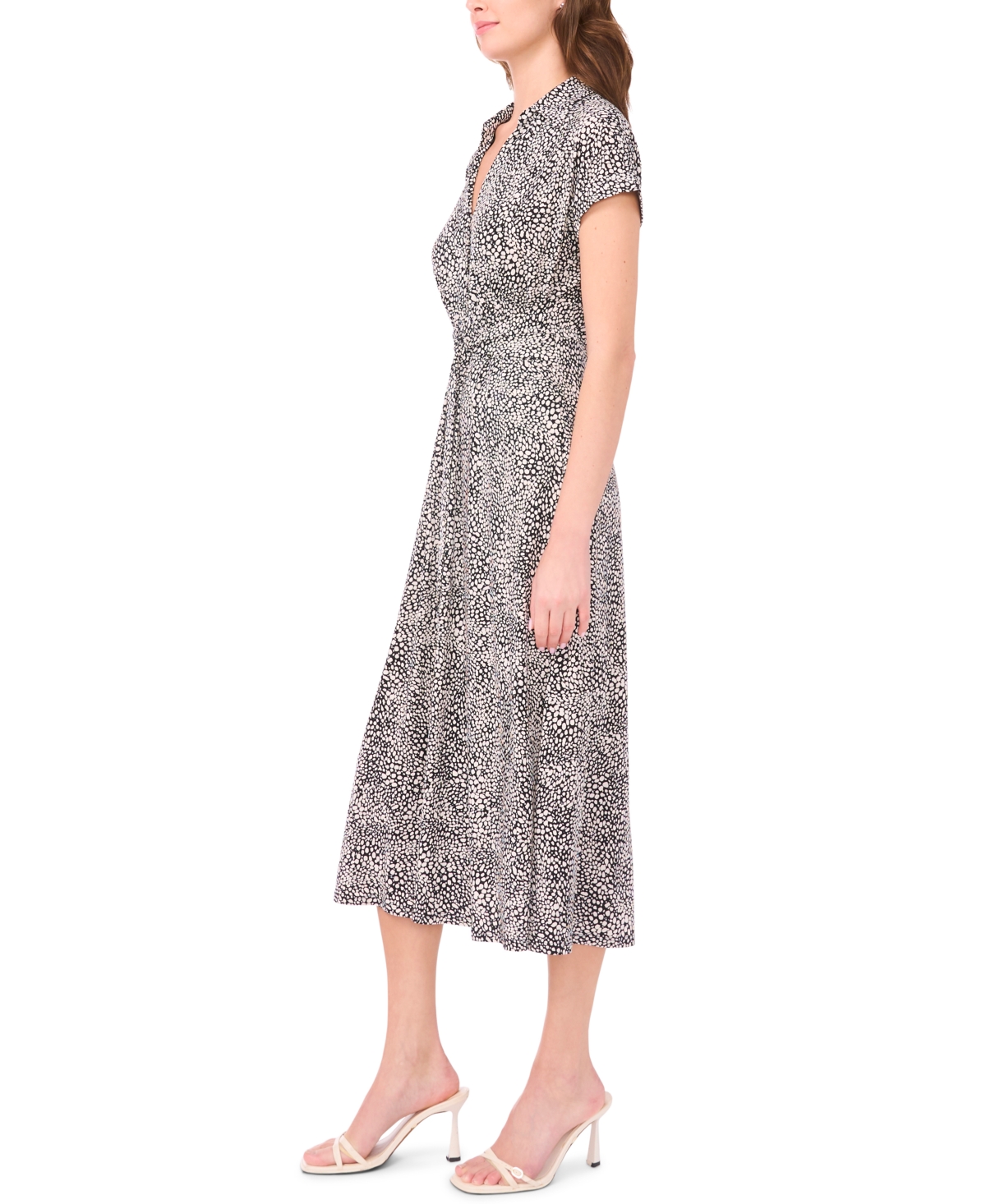 Msk Women's Wide Tie Collared Midi Dress