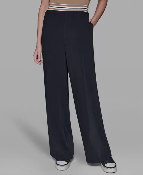 Petite Straight-Leg Ankle Pants - Black