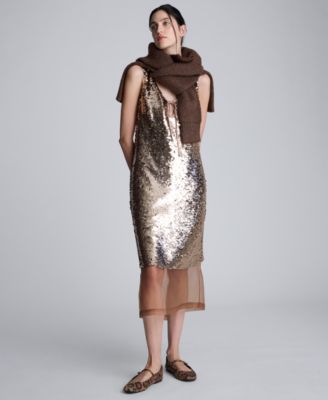 Women's Sleeveless V-Neck Shine Dress