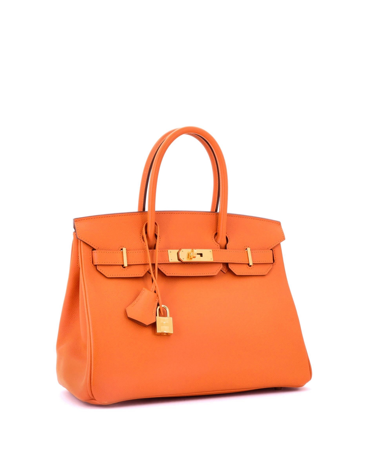 Pre-Owned HERMES Birkin 30 Handbag Orange Epsom with Gold Hardware