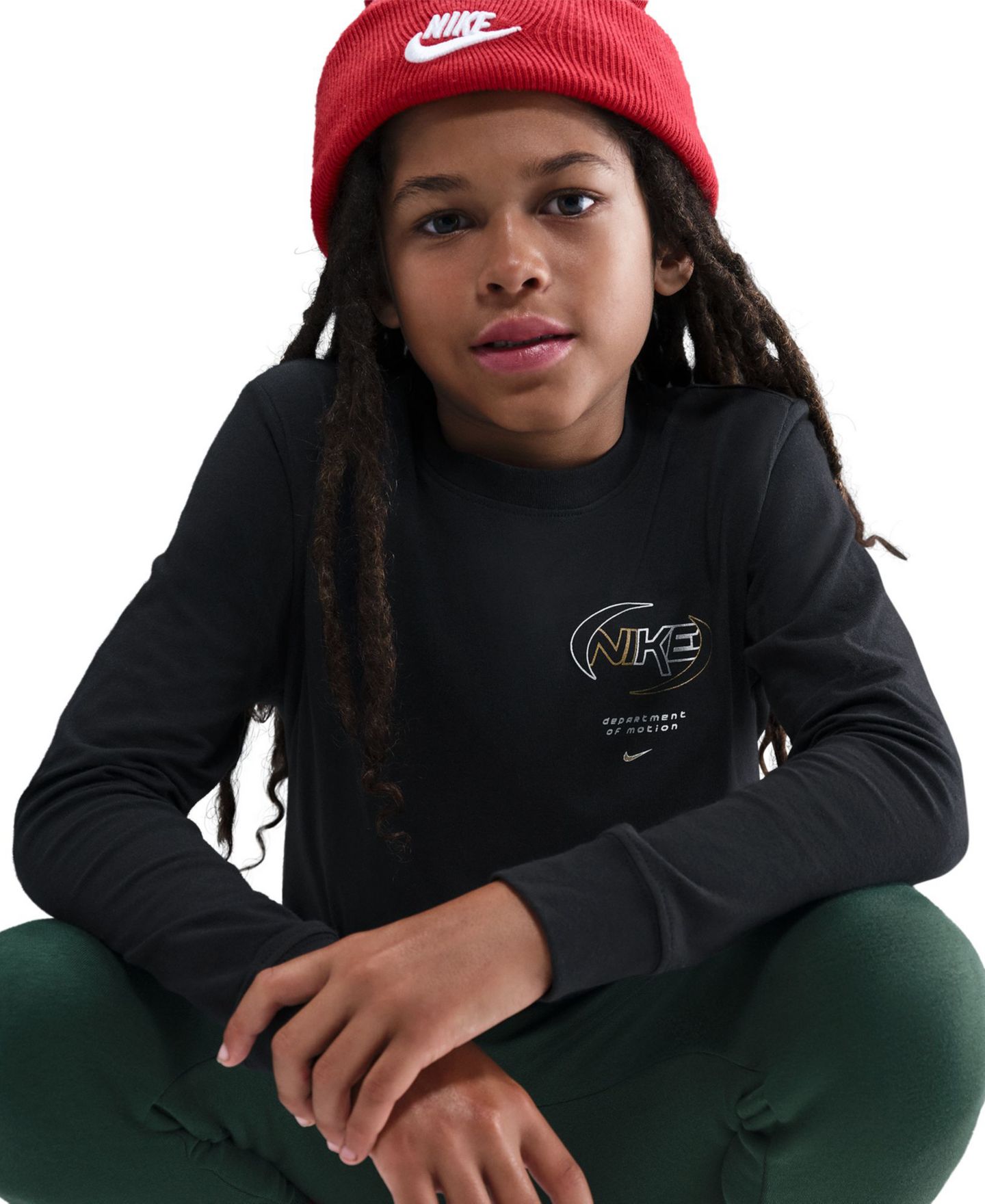 Футболка Nike Sportswear Long-Sleeve T-Shirt для мальчиков, цвет: Чёрный — фото 3