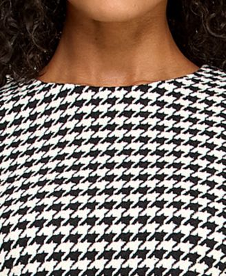 Juniors' Houndstooth Blazer Pleated Crewneck Dress