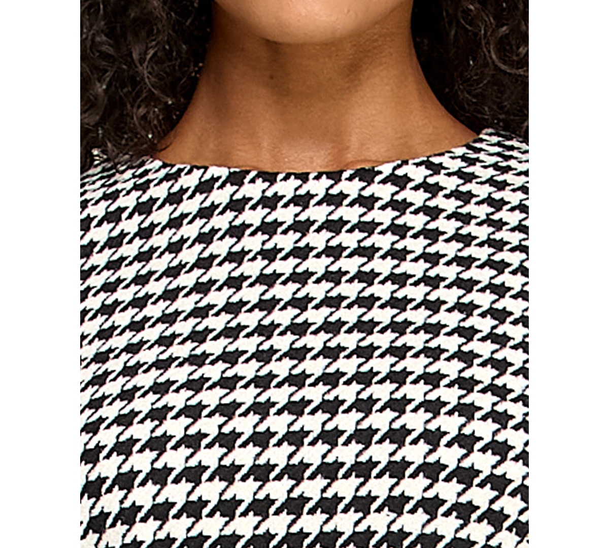 Seni & Cade Juniors' Houndstooth Blazer Pleated Crewneck Dress