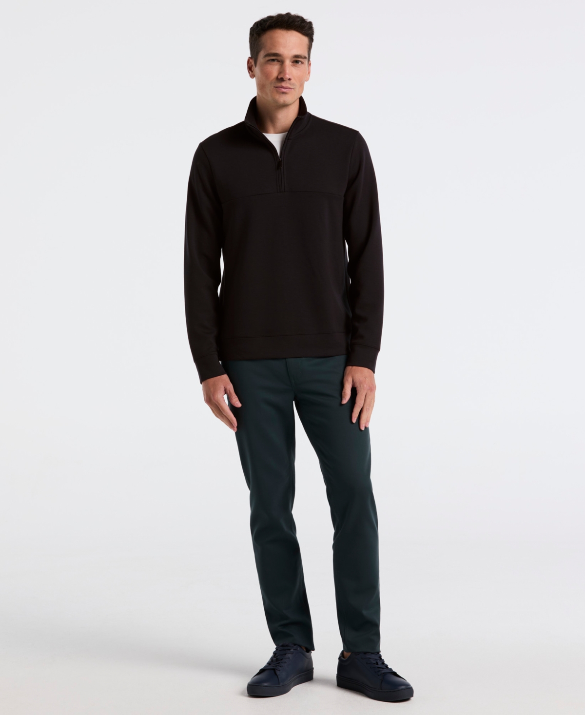 Perry Ellis Men's Neoprene Quarter Zip Long-Sleeve Sweater