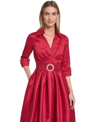Women's Collared V-Neck Shirt Dress